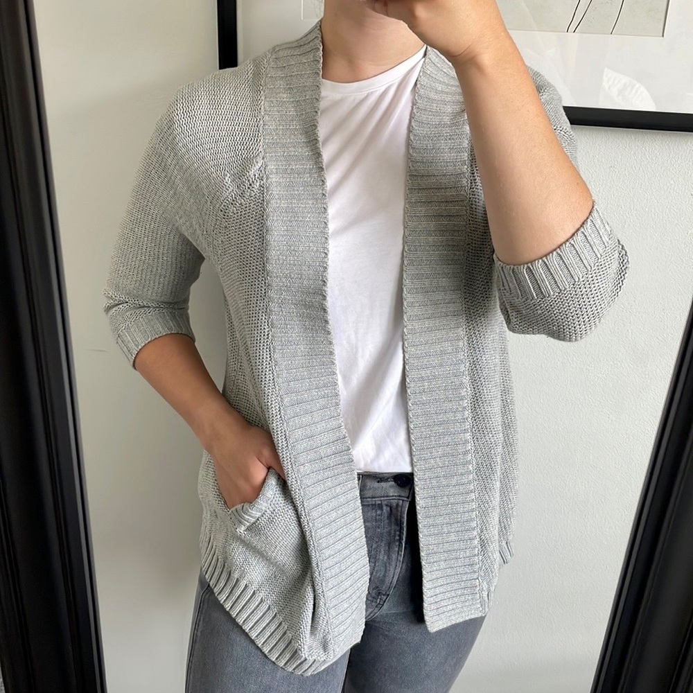 Aerie Light Gray Open Cardigan Sweater